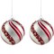 Northlight Peppermint Swirl Beaded Christmas Glass Ball Ornaments - 4" - White and Red - Set of 2
